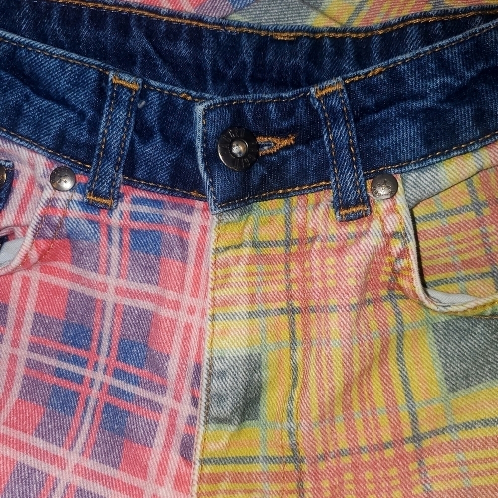 The Ragged Priest Jeans Plaid Funky Abstract Neon Dollskills Size 26 - Picture 7 of 13